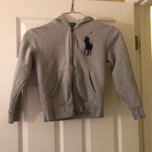 Boys grey Ralph Lauren polo hoodie